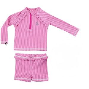 Eddie Bauer 18m Striped 2 Piece Rashguard Swim Set Blue Striped Ruffles